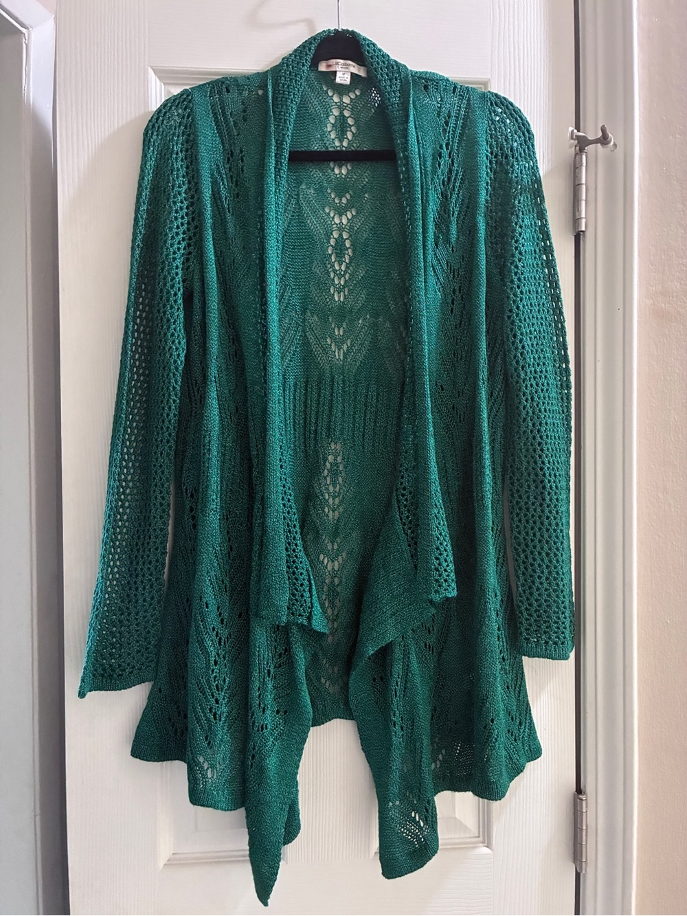 Liz Claiborne Teal Open-Front Lace Knit Cardigan